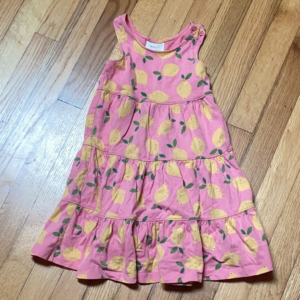 Hanna Andersson pink lemon print tank dress size 4